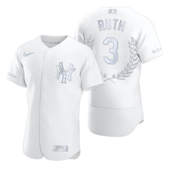 Personalized Men’s Babe Ruth New York Yankees Flex Base Jersey White Award