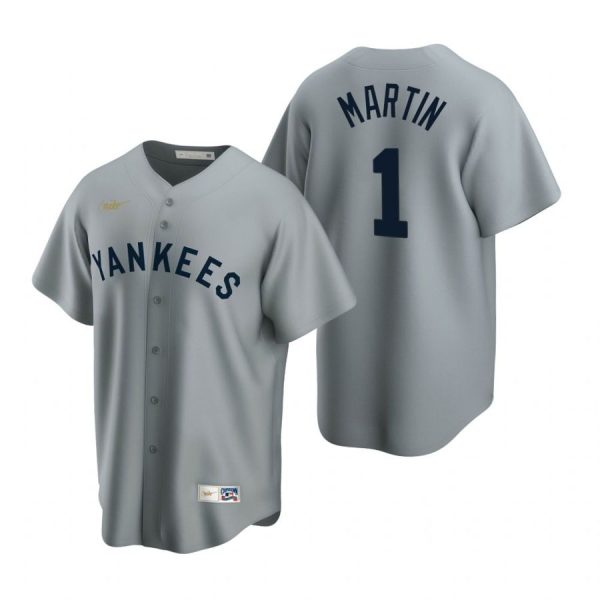 Personalized Men’s Billy Martin New York Yankees Cool Base Jersey Gray Cooperstown