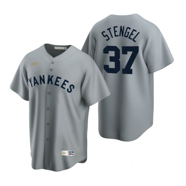 Personalized Men’s Casey Stengel New York Yankees Cool Base Jersey Gray Cooperstown