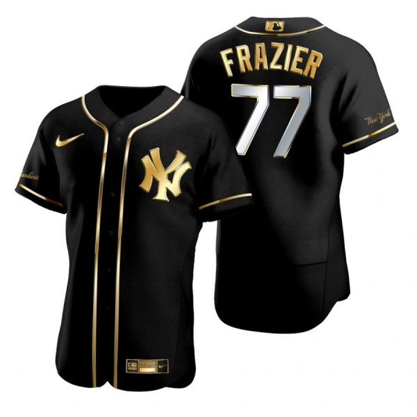Personalized Men’s Clint Frazier New York Yankees Flex Base Jersey Black Golden