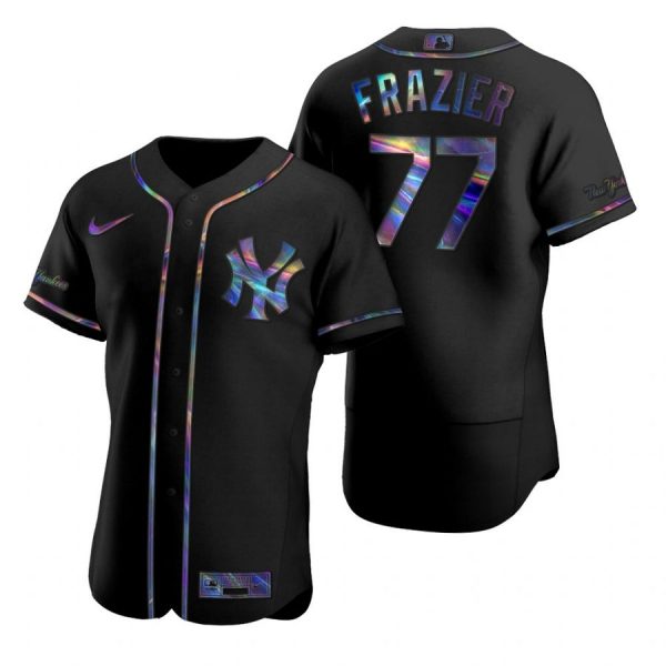 Personalized Men’s Clint Frazier New York Yankees Flex Base Jersey Black Holographic
