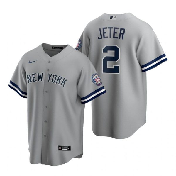 Personalized Men’s Derek Jeter New York Yankees Cool Base Jersey Gray