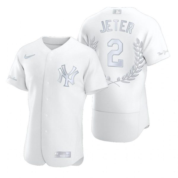 Personalized Men’s Derek Jeter New York Yankees Flex Base Jersey White Award