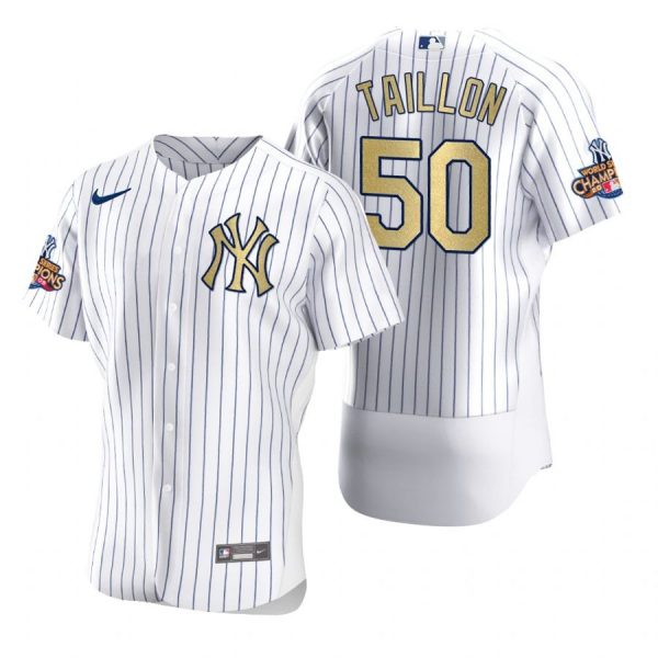 Personalized Men’s Jameson Taillon New York Yankees White Gold World Series Champions Jersey White Gold WS