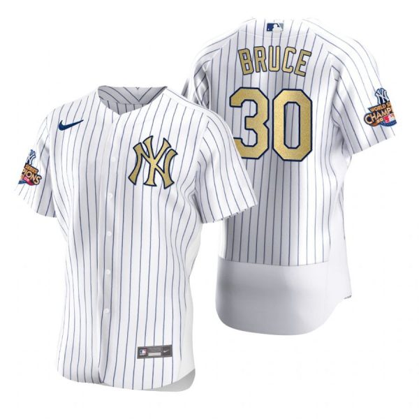 Personalized Men’s Jay Bruce New York Yankees White Gold World Series Champions Jersey White Gold WS