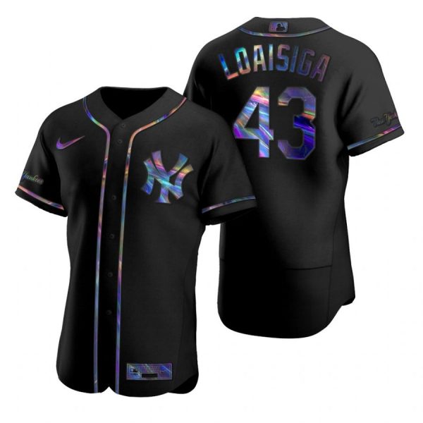 Personalized Men’s Jonathan Loaisiga New York Yankees Flex Base Jersey Black Holographic