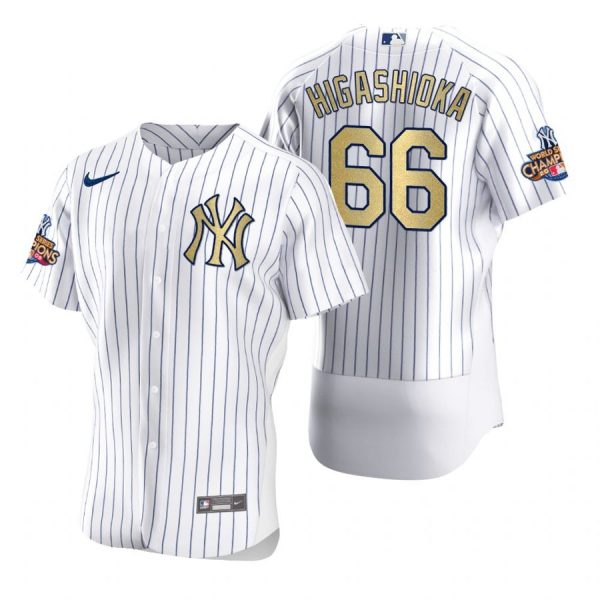 Personalized Men’s Kyle Higashioka New York Yankees White Gold World Series Champions Jersey White Gold WS