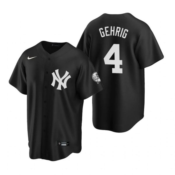 Personalized Men’s Lou Gehrig New York Yankees Cool Base Jersey Black