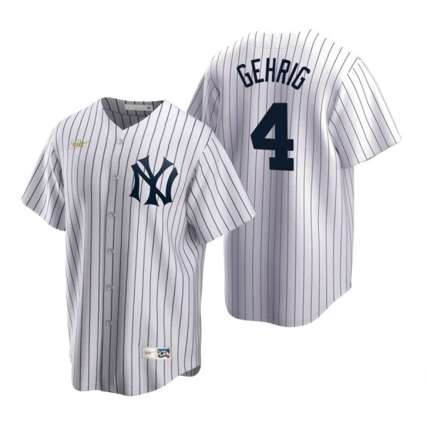 Personalized Men’s Lou Gehrig New York Yankees Cool Base Jersey White