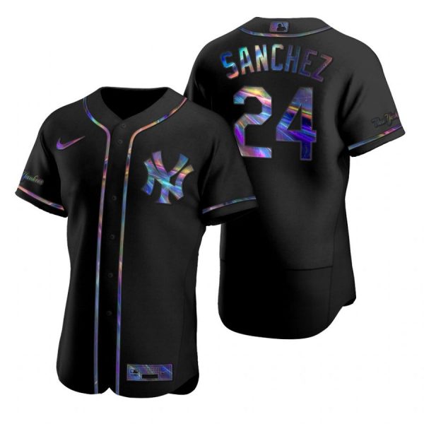 Personalized Men’s Gary Sanchez New York Yankees Flex Base Jersey Black Holographic