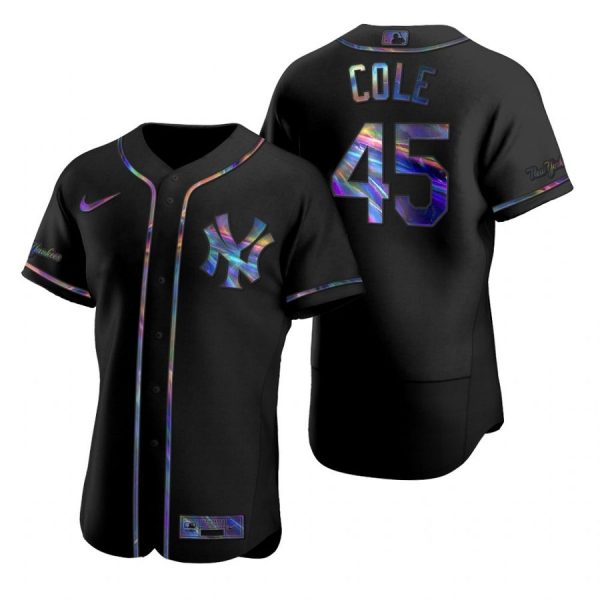 Personalized Men’s Gerrit Cole New York Yankees Flex Base Jersey Black Holographic