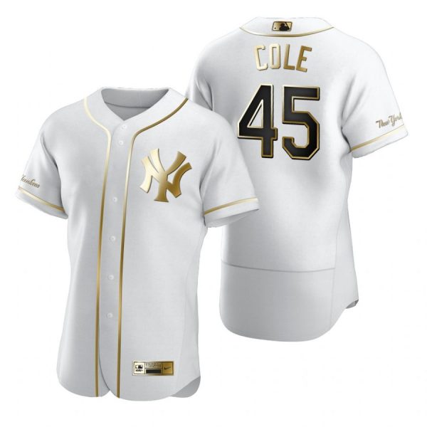 Personalized Men’s Gerrit Cole New York Yankees Flex Base Jersey White Golden