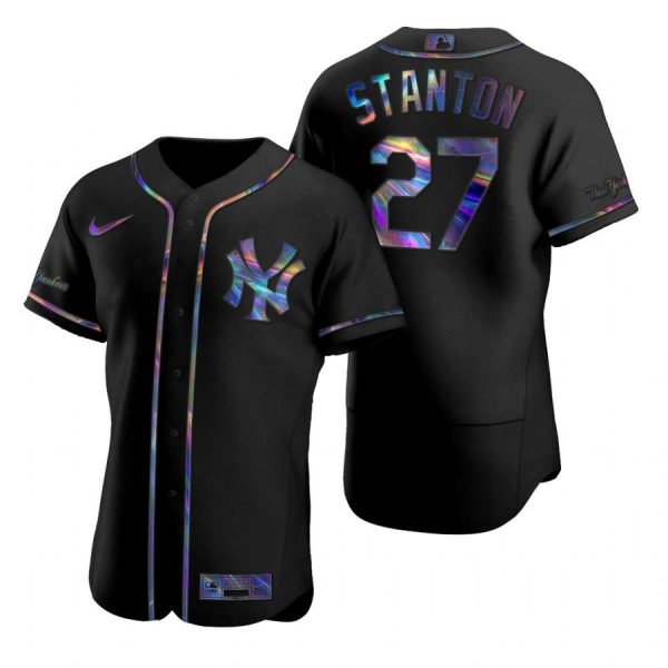 Personalized Men’s Giancarlo Stanton New York Yankees Flex Base Jersey Black Holographic