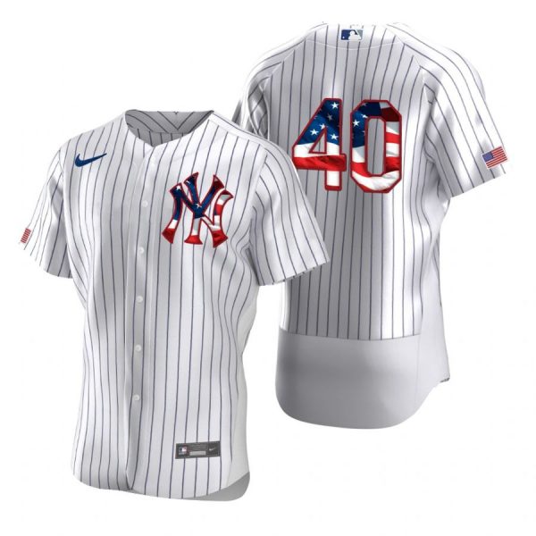 Personalized Men’s Luis Severino New York Yankees Flex Base Jersey White Stars