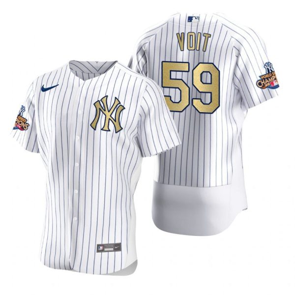 Personalized Men’s Luke Voit New York Yankees Flex Base Jersey White Gold WS