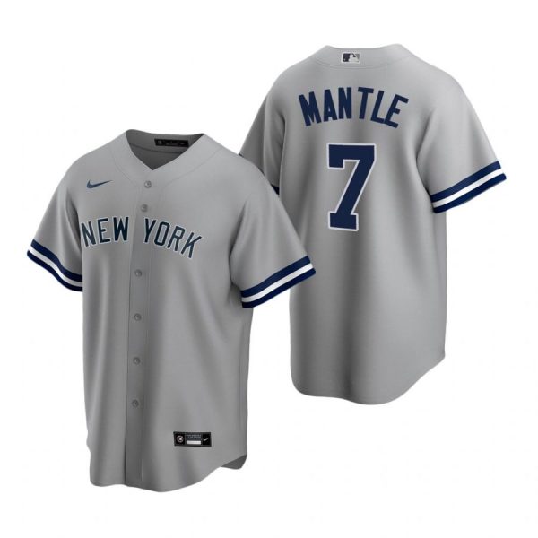 Personalized Men’s Mickey Mantle New York Yankees Cool Base Jersey Gray