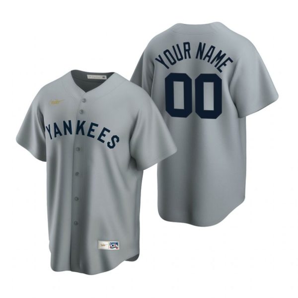 Personalized Men’s New York Yankees Cool Base Jersey Gray Cooperstown
