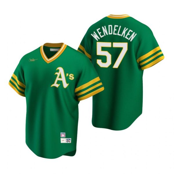 Personalized Men’s #75 J.B. Wendelken Oakland Athletics Cool Base Jersey Green Cooperstown