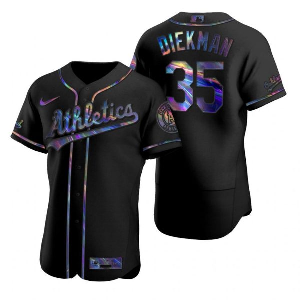 Personalized Men’s #35 Jake Diekman Oakland Athletics Flex Base Jersey Black Holographic