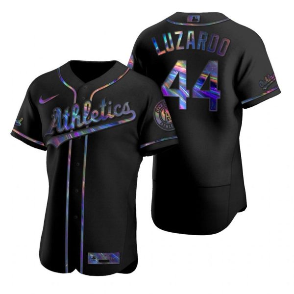 Personalized Men’s #44 Jesus Luzardo Oakland Athletics Black Holographic Jersey Black Holographic
