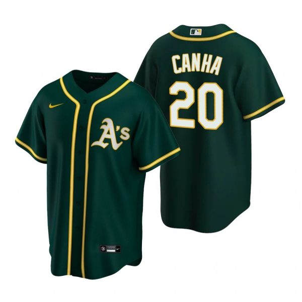 Personalized Men’s #20 Mark Canha Oakland Athletics Cool Base Jersey Green