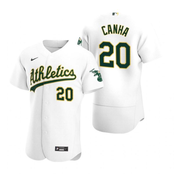 Personalized Men’s #20 Mark Canha Oakland Athletics Flex Base Jersey White