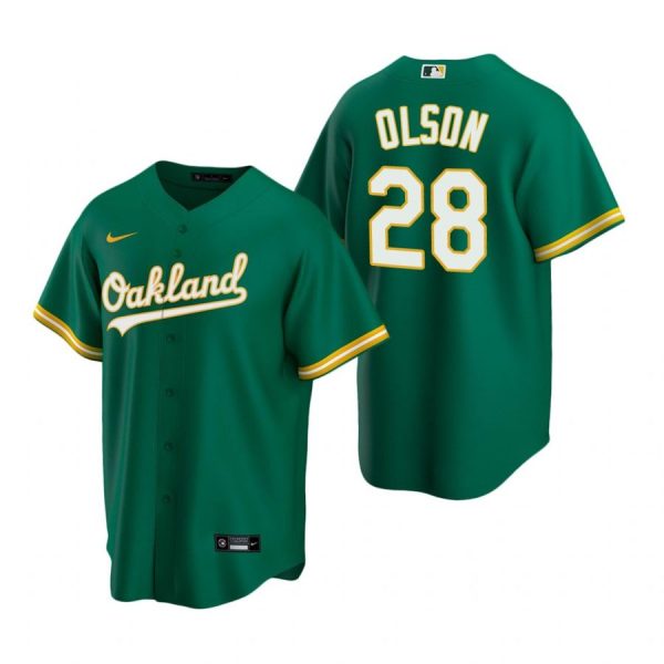 Personalized Men’s #28 Matt Olson Oakland Athletics Cool Base Jersey Kelly Green