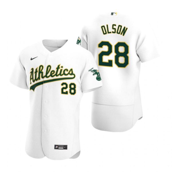 Personalized Men’s #28 Matt Olson Oakland Athletics Flex Base Jersey White