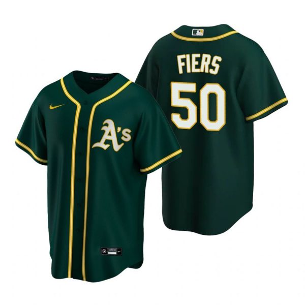 Personalized Men’s #50 Mike Fiers Oakland Athletics Cool Base Jersey Green