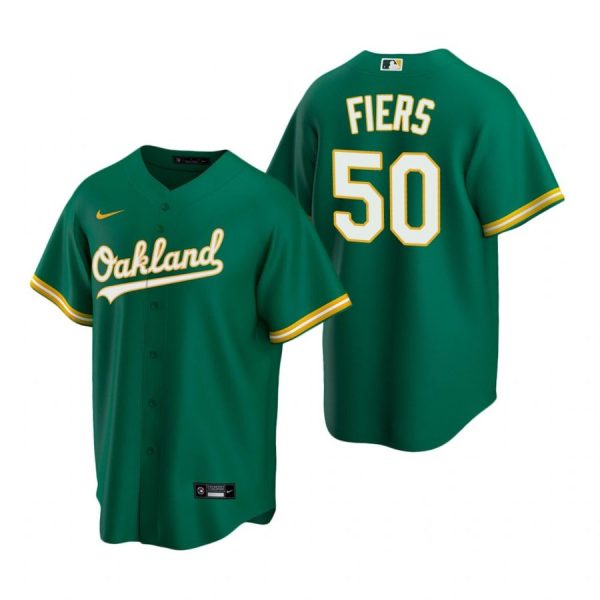 Personalized Men’s #50 Mike Fiers Oakland Athletics Cool Base Jersey Kelly Green