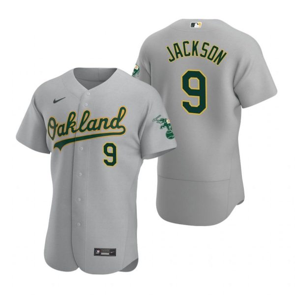 Personalized Men’s #9 Reggie Jackson Oakland Athletics Flex Base Jersey Gray