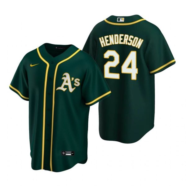 Personalized Men’s #24 Rickey Henderson Oakland Athletics Cool Base Jersey Green