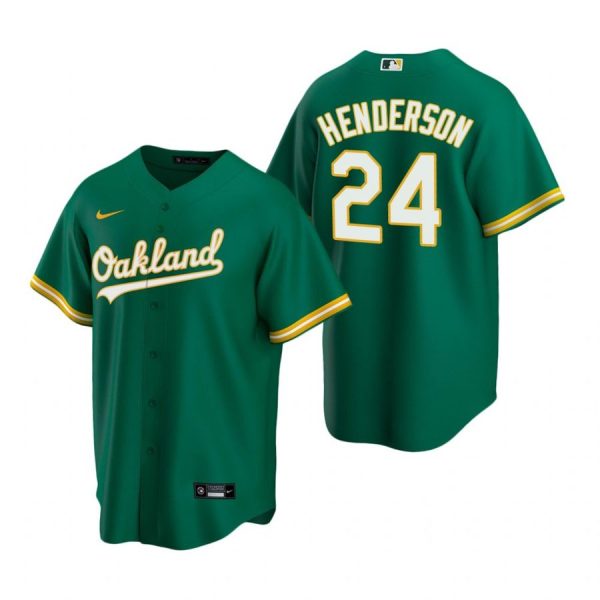 Personalized Men’s #24 Rickey Henderson Oakland Athletics Cool Base Jersey Kelly Green
