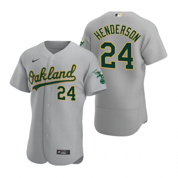 Personalized Men’s #24 Rickey Henderson Oakland Athletics Flex Base Jersey Gray