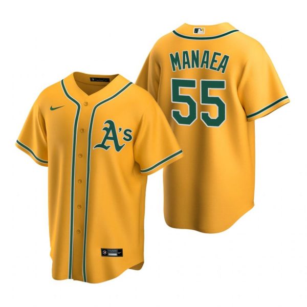 Personalized Men’s #55 Sean Manaea Oakland Athletics Cool Base Jersey Gold