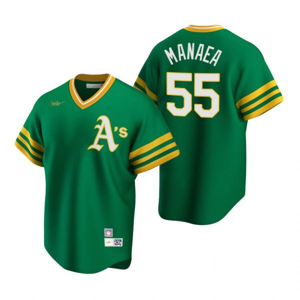 Personalized Men’s #55 Sean Manaea Oakland Athletics Cool Base Jersey Green Cooperstown