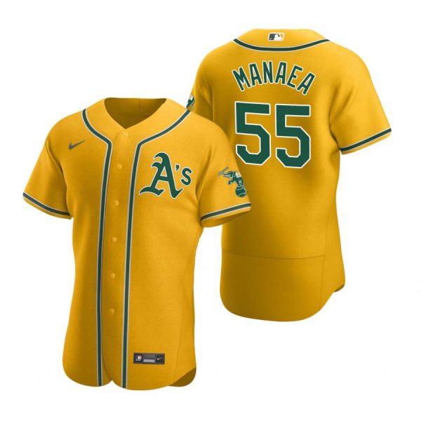 Personalized Men’s #55 Sean Manaea Oakland Athletics Flex Base Jersey Gold