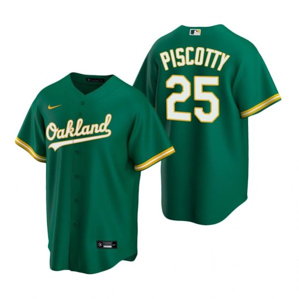 Personalized Men’s #25 Stephen Piscotty Oakland Athletics Cool Base Jersey Kelly Green