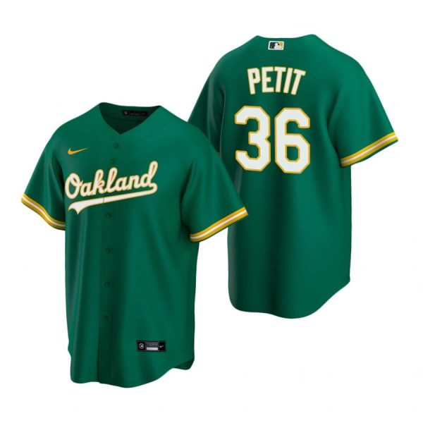 Personalized Men’s #36 Yusmeiro Petit Oakland Athletics Cool Base Jersey Kelly Green