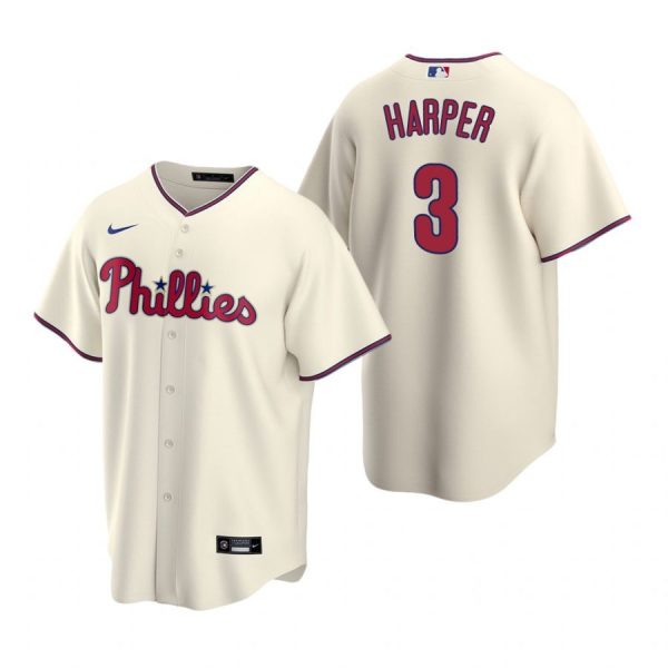 Personalized Men’s #3 Bryce Harper Philadelphia Phillies Cool Base Jersey Cream