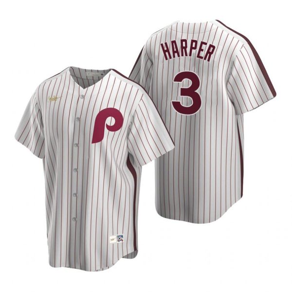 Personalized Men’s #3 Bryce Harper Philadelphia Phillies Cool Base Jersey White Cooperstown