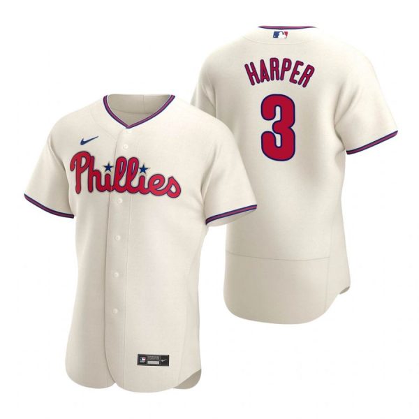 Personalized Men’s #3 Bryce Harper Philadelphia Phillies Flex Base Jersey Cream