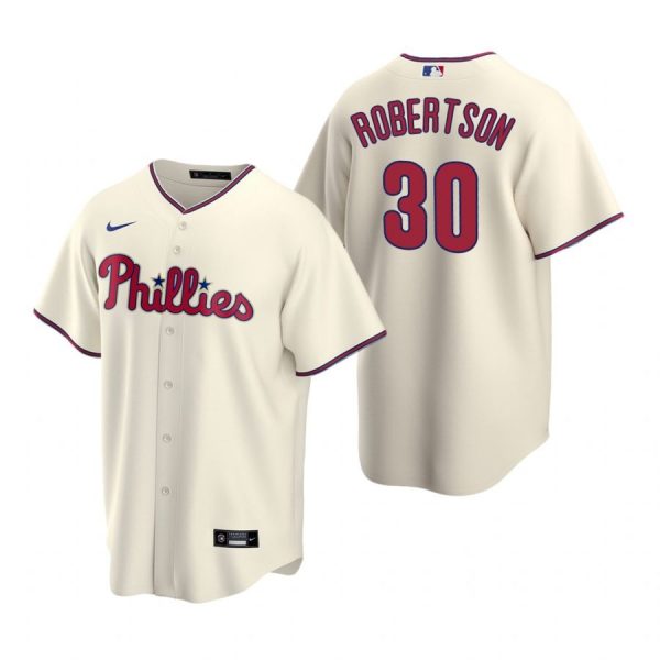 Personalized Men’s #30 David Robertson Philadelphia Phillies Cool Base Jersey Cream