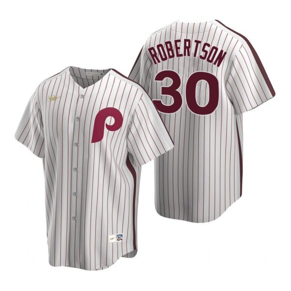 Personalized Men’s #30 David Robertson Philadelphia Phillies Cool Base Jersey White Cooperstown