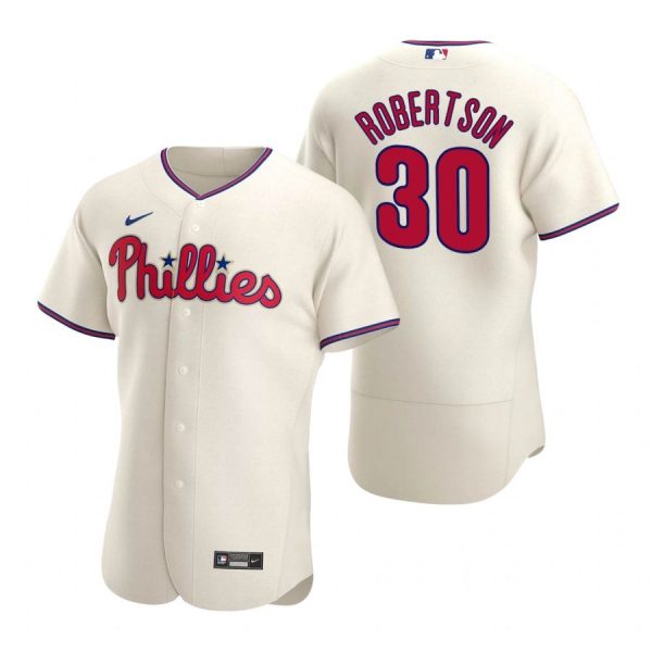 Personalized Men’s #30 David Robertson Philadelphia Phillies Flex Base Jersey Cream