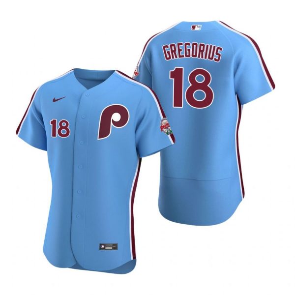 Personalized Men’s #18 Didi Gregorius Philadelphia Phillies Flex Base Jersey Light Blue