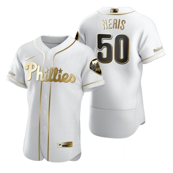 Personalized Men’s #50 Hector Neris Philadelphia Phillies Flex Base Jersey White Golden