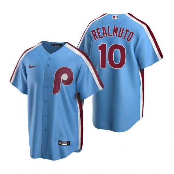Personalized Men’s #10 J.T. Realmuto Philadelphia Phillies Cool Base Jersey Light Blue