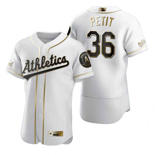 Personalized Men’s #36 Yusmeiro Petit Oakland Athletics Flex Base Jersey White Golden