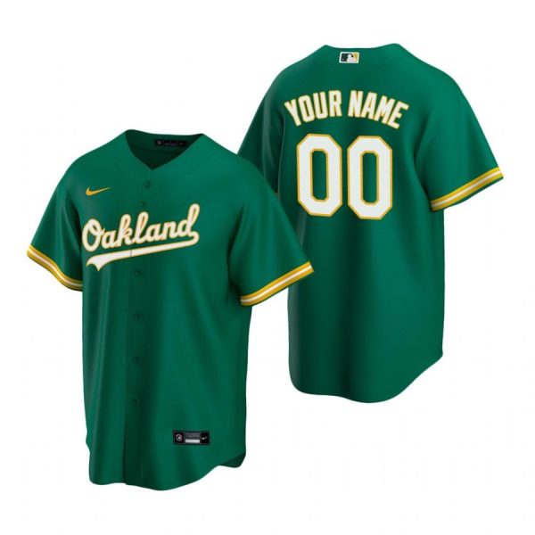 Personalized Men’s Oakland Athletics Cool Base Jersey Kelly Green